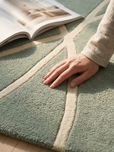 Modern Sage Green Tufted Wool/Cotton <b>Rug</b> | Soft & Anti-Bacteria for Living Room Bedroom Decor - Product Image 4