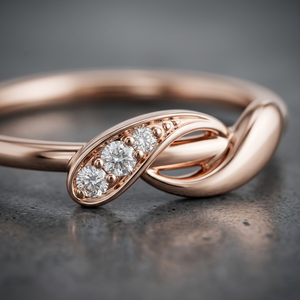 Bague Infini en Or Rose 14K Massif avec Diamant de Laboratoire, Style Romantique pour Femme, Idéale pour Fiançailles, Anniversaire, Fête, Coupe Brillante E - Product Image 1