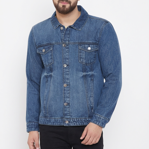 Blouson Bomber en Jean pour Homme, Col Rabattu Décontracté, Coupe Droite, Coton Bleu Délavé, Respirant, Boutons Pression, Style Automne - Product Image 5