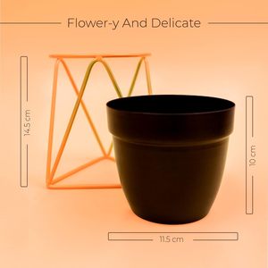 Modern Minimalist Black Flower Pot With Gold Plated Metal Stand For Indoor Desktop <b>Plant</b> Display - Product Image 3