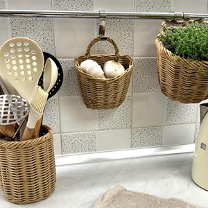 Support à ustensiles de cuisine en rotin, ensemble de rangement pour ail en osier fait main, cadeau de cuisine, cadeau pour hôtesse, cadeau de mariage - Product Image 1