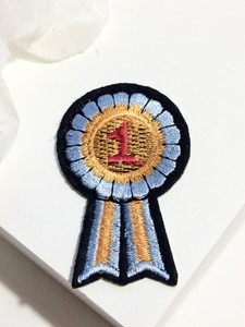 <b>Iron</b> Embroidered Eco-Friendly Nonwoven Felt First Place Ribbon Patch Blue Gold Red <b>Number</b> 1 Rectangle Applique for Shoes Gifts - Product Image 1