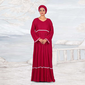 Robe longue modeste en rayonne avec détails en dentelle, style islamique arabe de Dubaï, Abaya Kaftan élégante pour femme, vêtement de prière à manches longues, Eid ODM - Product Image 5