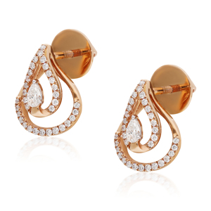 Boucles d'oreilles en or rose avec diamants taillés en poire, forme goutte d'eau, bijoux de luxe pour femmes, bijoux de mariage - Product Image 2