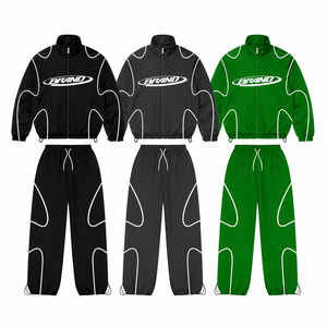 Factory Manufacture Men's 100% Nylon Drawstring Trouser and <b>Jacket</b> Reflective Lines Digital Logo <b>Vintage</b> Windbreaker Tracksuits - Product Image 1