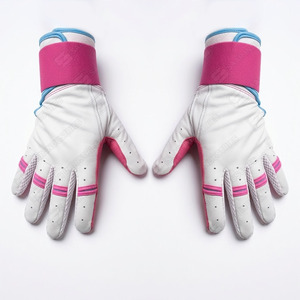 Guantes de Bateo de Béisbol de Cuero Premium Rosa y Blanco para Jugadores Adultos con Agarre Profesional y Ajuste Flexible - Product Image 3