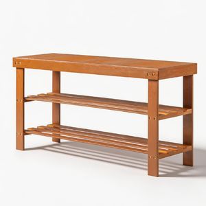 Scarpiera Moderna Anticata a 3 Ripiani in Bambù Finitura Noce 90x28x45 cm per Organizzazione Scarpe in Ingresso o Soggiorno - Product Image 3