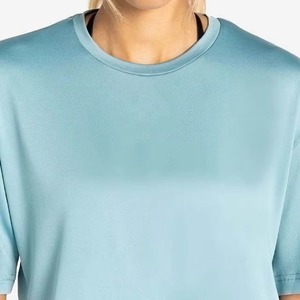 เสื้อยืดโอเวอร์ไซส์สีฟ้าอ่อน แขนสั้น คอกลม ผ้าถัก สีพื้น สไตล์ลำลองสำหรับผู้ชาย - Product Image 3