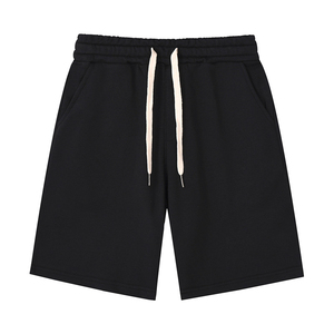 Men's Solid Color Cotton Bermuda Shorts Mid Waist Drawstring Casual Style <b>Elastic</b> Waist Breathable Woven Fabric - Product Image 3
