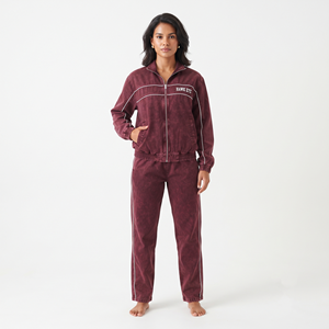 Conjunto Deportivo Casual para Mujer con Logotipo Personalizado, Chaqueta con Cierre Completo y Corte Regular, Lavado Ácido, Ribete en Contraste - Product Image 1