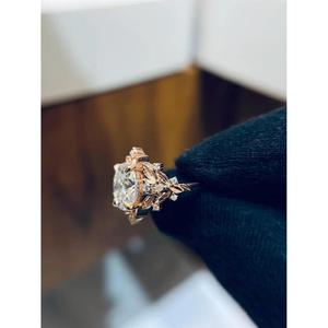 Bague de Fiançailles Vintage en Argent 925 avec Diamant de Laboratoire Taillé en Forme de Feuille, Sertie à Griffes, Motif Floral Inspiré de la Nature, Bague de Promesse Élégante pour Femme - Product Image 2