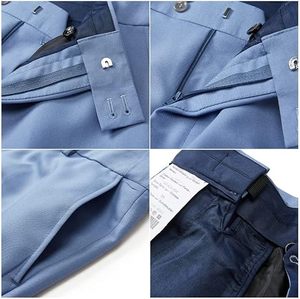 Men Blue Double Breasted <b>Wool</b> Blend Suit Slim Fit Business Formal Wear Notched Collar Anti-Wrinkle <b>Pants</b> Set - Product Image 3