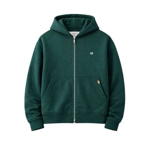 เสื้อฮู้ดซิปสีเขียวสำหรับผู้ชาย ผ้าฝ้ายฟลีซขนาดใหญ่พิเศษ เสื้อฮู้ดผู้ชายแบบเรียบ รับทำโลโก้สั่งทำ แบรนด์ส่วนตัว ผลิตจำนวนมาก - Product Image 2
