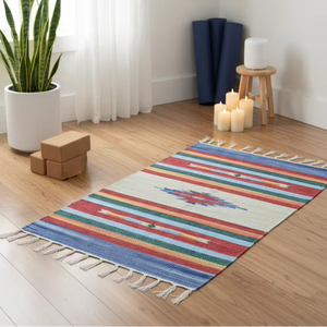 Alfombras/Corredores Florales Modernos Hechos a Mano de Algodón al por Mayor - Lavables y Reversibles, Pelo Mediano, Grosor Personalizable - Product Image 1