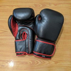 Guantes de Boxeo de Cuero Negro y Rojo de 16 oz con Cierre de Gancho y Bucle, Correa de Muñeca Ajustable para Entrenamiento y Sparring para Adultos YM-BG-154 - Product Image 6