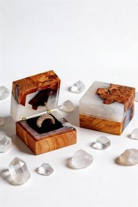 Handmade Carved Wooden Jewelry <b>Ring</b> <b>Box</b> Single Tier Foldable Modern Luxury Storage Case for <b>Proposal</b> Wedding Gift - Product Image 3