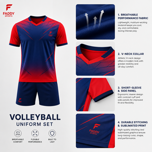 Ensemble de maillots de volley-ball personnalisés à sublimation intégrale, respirants, professionnels, à séchage rapide, pour hommes - Product Image 4