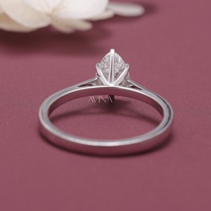 IGI Certified Pear Cut Diamond Solitaire Engagement - Wedding <b>Ring</b> in Solid 925 Sterling Silver - Product Image 3