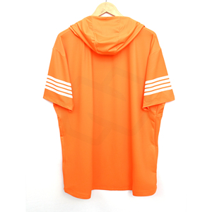 Men's Orange Oversized Hooded <b>T</b> <b>Shirt</b> Quick Dry Polyester Raglan Sleeve Jersey <b>With</b> White Front Print Pullover <b>Hoodie</b> - Product Image 2