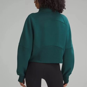 Sudadera deportiva para mujer con media cremallera, forro polar, cuello simulado, corte holgado - Product Image 2