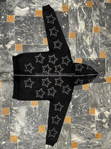 Meilleure vente en gros de sweats à capuche en coton unisexe, streetwear personnalisé, strass, fermeture éclair, 2022 - Product Image 2