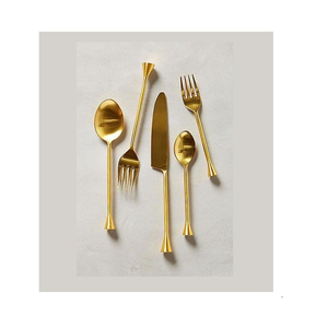 Ensemble de couverts de table en métal de luxe pour mariage, couteau, cuillère, fourchette en acier inoxydable doré, exportateur - Product Image 3