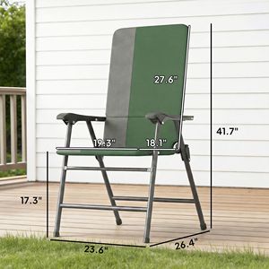 "Dark Green 2-Piece Folding Patio <b>Chairs</b> with <b>Padded</b> High Back and Armrests (600D Oxford Fabric)" - Product Image 3