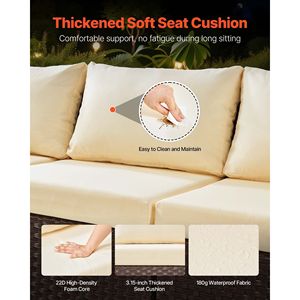 6-Piece Outdoor Patio Furniture Set Wicker Rattan Sectional 50000BTU Propane <b>Fire</b> <b>Pit</b> <b>Table</b> Customizable Outdoor Conversation - Product Image 5