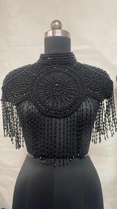 Élégante cape d'épaule en nylon à franges perlées à la main pour femme, robe de soirée, tenue de mariage, marque Ellora - Product Image 5