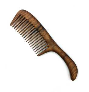 Peine de madera artesanal con mango de diseño para uso en salones de belleza, de la India. Peine de madera al por mayor para uso comercial, a la venta a granel. - Product Image 1