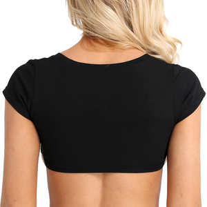Camisetas de Verano para Mujer, Sexy, de Manga Corta, Color Negro y Blanco, Tops de Punto, Casuales, para Fiesta, Club, Secado Rápido, Transpirables - Product Image 3