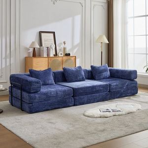 Divano Letto Convertibile in Velluto con Telaio a Forma Fissa e Nessun Montaggio Richiesto - Product Image 1