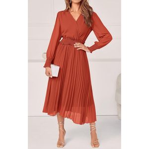 Robe portefeuille décontractée pour femme à manches courtes, coupe évasée mi-longue avec ceinture à nouer, en tissu léger et confortable pour l'été - Product Image 2