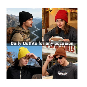 Vintage Ribbed Knit Beanie-Unisex Winter <b>Warm</b> <b>Hat</b> Soft Stretch Spandex/Cotton Minimalist Streetwear Essential - Product Image 5