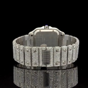 Reloj de Lujo Rectangular de Acero Inoxidable con Incrustaciones de Diamantes, Cristal de Zafiro, Esfera Analógica de 39 mm, Visualización de Fecha, Unisex - Product Image 4