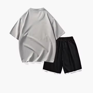 Ensemble de survêtement homme en satin, coton et polyester, le plus vendu, avec logo personnalisé, chemise de plage à manches courtes et short respirant, deux pièces - Product Image 4