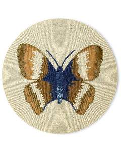 Napperon rond brodé à la main avec des perles de verre, motif papillon, pour hôtel, restaurant, mariage, décoration de table - Product Image 1