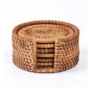 Handwoven Rattan <b>Coasters</b> Heat Resistant Boho Style Natural Fiber <b>Drink</b> <b>Coasters</b> for Table Decor Indian Made At Wholesale Price - Product Image 2