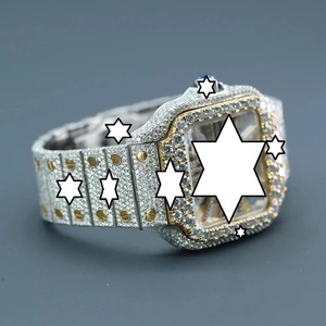 Montre de luxe automatique mécanique en acier inoxydable avec cadran carré, chiffres romains, tourbillon, diamants moissanite, style hip-hop pour hommes - Product Image 2