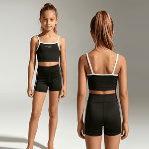 PERFECT INDUSTRY Conjunto Deportivo Personalizado para Niñas, Ropa Deportiva Negra para Yoga, Chaqueta Deportiva con Cierre, Leggings de Secado Rápido, Spandex - Product Image 4