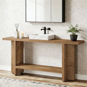 Tavolo Consolle Intelligente a Doppio Strato, Tavolo da Divano Stile Rustico, Tavolo per Corridoio e Ingresso - Product Image 2