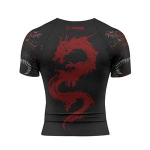 High Quality Men's Rash Guards Sportswear Custom Logo Digital Print Solid Breathable Lightweight 160g Polyester/Nylon Rash Guard - Product Image 5