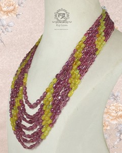 Collier de perles en rubis naturel et pierres précieuses jaunes - Product Image 3