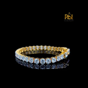 Imperial Round Brilliant Lab Grown Diamond Tennis Bracelet Four Prong Eternity Line Bracelet 9K 14K 18K <b>Solid</b> <b>Gold</b> - Product Image 2