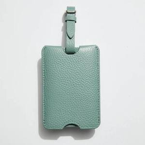 Étiquette de bagage de luxe en cuir PU écologique résistante à l'eau, couleur vert menthe unie, accessoires de voyage durables, boucle pour valise - Product Image 2