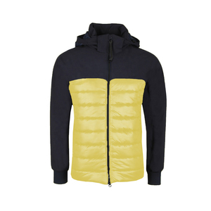 Men's Hooded Puffer <b>Jacket</b> Color Blocking Yellow Navy Windproof Casual Winter Zipper Front <b>Thick</b> Polyester <b>Fleece</b> Coat - Product Image 2