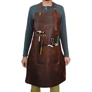 High Quality Leather <b>Apron</b> for Barista Chef <b>BBQ</b> Grill Durable Cowhide <b>Apron</b> with Pockets OEM ODM Bulk Supply LPN-0289 - Product Image 6