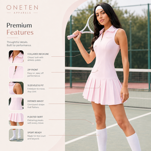 ชุดเทนนิสกอล์ฟแขนกุดทรงเอสำหรับผู้หญิง ผ้าเรียบมีจีบระบายอากาศดี ซิปหน้า รับผลิตตามแบบ พร้อมสกรีนโลโก้  ผู้ผลิตและจำหน่าย OEM - Product Image 5