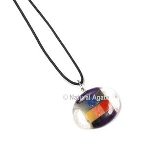 วงรีเจ็ดจักระจี้โลหะในหลากหลาย | จี้รูปไข่จักระ - Product Image 1