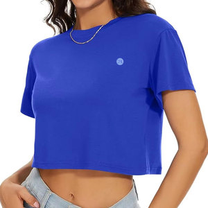 Camiseta Corta de Moda para Mujer, Cuello Redondo, Cómoda, Ligera, Informal, para Viajes y Uso Diario - Product Image 1
